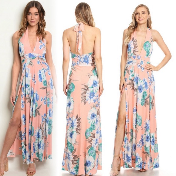 Floral print halter maxi romper dress - Picture 8 of 11